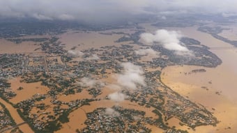 Historic floods in Hoi An, seen from a military plane of the Ministry of National Defense