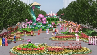 90 linh vật rắn 'cuộn mình' trên đường hoa Tết Nguyễn Huệ 2025
