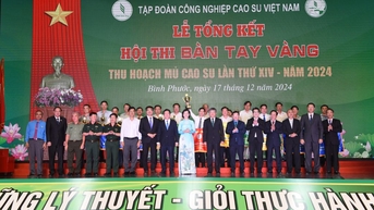 Cao su Đồng Phú giải nhất Hội thi Bàn tay vàng thu hoạch mủ cao su lần thứ XIV năm 2024
