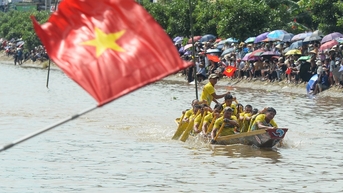 Sôi nổi, kịch tính giải thi bơi chải ngày Tết Độc lập ở Nam Định