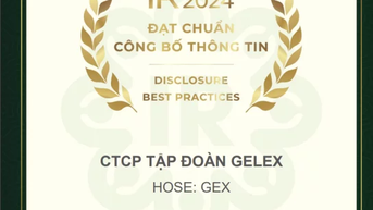 GELEX បន្តស្ថិតក្នុងលំដាប់កំពូលនៃសហគ្រាសដែលបំពេញតាមស្តង់ដារការបង្ហាញព័ត៌មានក្នុងឆ្នាំ 2024