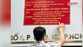 Dán biển cảnh báo cơ sở làm đẹp đang bị đình chỉ