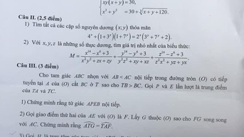 Đề thi Toán vòng 2 vào lớp 10 chuyên Khoa học Tự nhiên năm 2023