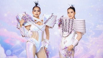 Ngọc Châu, Hương Ly diện trang phục thủ công độc lạ   đọ nhan sắc