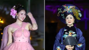 NSND Thu Hà, Hồng Diễm ấn tượng trong show diễn của Hạ Vy và Hoàng Công Cường