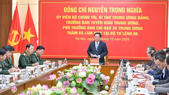 [Ảnh] Đoàn công tác của Ban Chỉ đạo 35 Trung ương làm việc với Bộ Tư lệnh Tác chiến không gian mạng