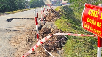 Sớm triển khai cải tạo, nâng cấp tuyến đê Yên Nghĩa đang xuất hiện điểm sụt lún