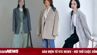 Cách phối áo blazer với quần ống rộng