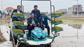 총리가 벼를 심으러 밭에 나간다