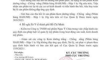 Đề nghị Sở Y tế TP.HCM, Tiền Giang kiểm tra sản xuất, kinh doanh mỹ phẩm