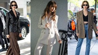 Lily Collins gợi ý những cách mặc áo blazer nổi bật cho tuổi U40
