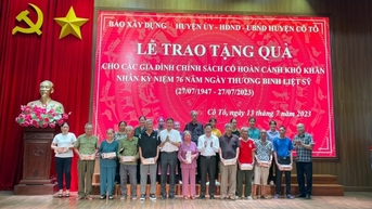 Báo Xây dựng tặng quà cho các gia đình chính sách huyện Cô Tô