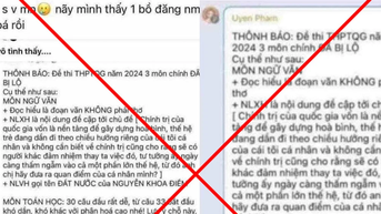 Thông tin đang lan truyền trên mạng về “lộ đề" là sai sự thật