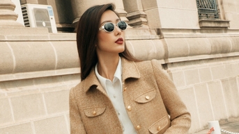 Quần jeans và áo tweed là cặp đôi ăn ý nhất mùa lạnh