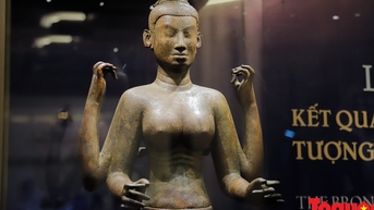 Tượng đồng Nữ thần Durga- cổ vật tiêu biểu, quý hiếm của văn hóa Champa hồi hương