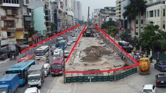 Phố Kim Đồng quây rào rộng 26 mét, hạn chế 1 số loại xe đi vào