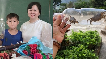 Cô giáo vùng cao khoe món quà 2 con cua, trò chúc cô "bò nhanh như con cua"
