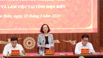 Thường trực Ban Bí thư Trương Thị Mai làm việc với Ban Thường vụ Tỉnh ủy Điện Biên