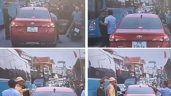 Vội xuống đôi co với công an, người ngồi trên ô tô đẩy cửa làm ngã xe máy