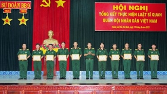 Sư đoàn 9 (Quân đoàn 4) quán triệt nghiêm túc, thực hiện hiệu quả Luật Sĩ quan Quân đội nhân dân Việt Nam