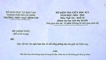 Đề thi Văn về lối sống 'phông bạt' của giới trẻ gây tranh cãi