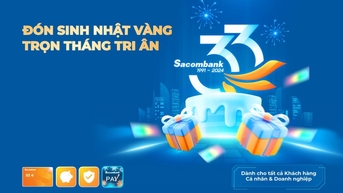 Sacombank chi hơn 33 tỷ đồng tri ân khách hàng mừng sinh nhật 33 tuổi