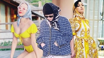 Tóc Tiên và dàn sao quấn khăn theo phong cách "bà thím" giống G-Dragon