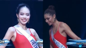 Top 20 trình diễn bikini, đối thủ của Thanh Thủy suýt vấp ngã
