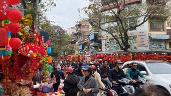 Tiểu thương bán đồ trang trí Tết ở Hàng Mã than khó dù tấp nập khách