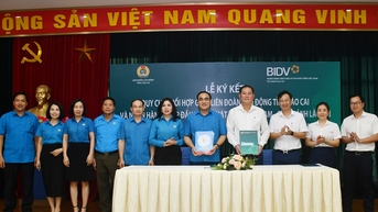 សហព័ន្ធការងារខេត្តបានចុះហត្ថលេខាលើធម្មនុញ្ញសម្របសម្រួលជាមួយ BIDV - សាខា Lao Cai