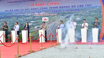 Thủ tướng Phạm Minh Chính dự Lễ khởi công dự án xây dựng đường cao tốc Châu Đốc - Cần Thơ - Sóc Trăng