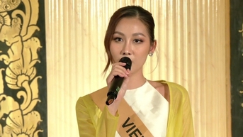 Hoa hậu Quế Anh mặc áo yếm, hát ‘Đất nước lời ru’ ở Miss Grand International