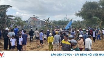 Hiện trường vụ máy bay quân sự rơi tại thị xã Điện Bàn, tỉnh Quảng Nam