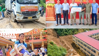 Vượt sình lầy, sạt lở, giúp đồng bào Yên Bái tái thiết trường sau bão lũ