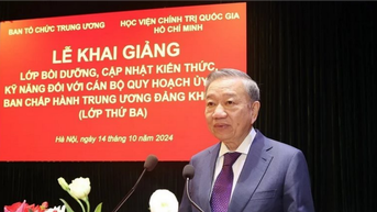 Tổng Bí thư dự khai giảng lớp bồi dưỡng cán bộ quy hoạch Ủy viên TW Đảng