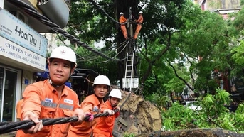 EVNHANOI tăng cường nhân lực để xử lý sự cố sau bão số 3