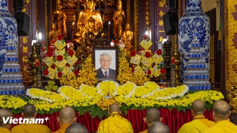 Tổ chức lễ tưởng niệm Tổng Bí thư Nguyễn Phú Trọng tại các chùa, cơ sở tự viện