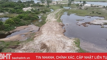 Bờ bao moong mỏ dự án khai thác mỏ sắt Thạch Khê liên tục sạt lở
