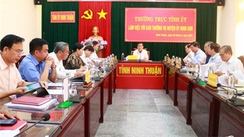 Thường trực Tỉnh ủy làm việc với Ban Thường vụ Huyện ủy Ninh Sơn