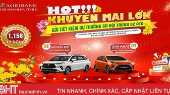 Gửi tiết kiệm Agribank Hà Tĩnh II có cơ hội trúng Toyota Veloz Cross hoặc Toyota Wigo