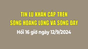 Tin lũ khẩn cấp trên sông Hoàng Long và sông Đáy (hồi 16h ngày 12/9/2024)