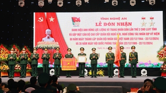 Trang trọng Lễ đón nhận danh hiệu Anh hùng Lực lượng vũ trang Nhân dân lần thứ 2 của Bộ CHQS tỉnh Nghệ An