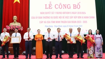 Công bố Nghị quyết của Uỷ ban Thường vụ Quốc hội về sắp xếp đơn vị hành chính cấp xã của tỉnh Ninh Thuận giai đoạn 2023-2025