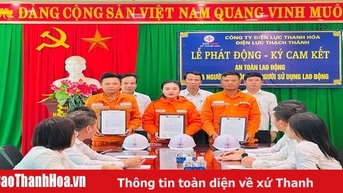 Điện lực Thạch Thành phát động ký cam kết an toàn lao động