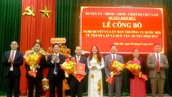 Hiệp Đức công bố nghị quyết thành lập xã Quế Tân