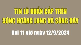 Tin lũ khẩn cấp trên sông Hoàng Long và sông Đáy (hồi 11 giờ ngày 12/9/2024)