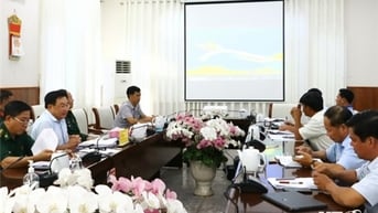 Đồng chí Trịnh Minh Hoàng, Phó Chủ tịch UBND tỉnh chủ trì họp nghe báo cáo đề xuất phương án xây dựng âu thuyền tránh trú bão thôn Bình Tiên