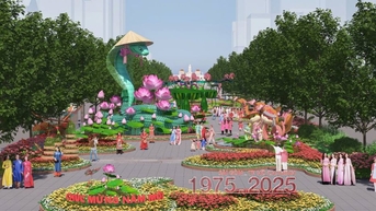Hé lộ linh vật rắn tại đường hoa Nguyễn Huệ Tết Ất Tỵ 2025