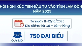 Hội nghị Xúc tiến đầu tư vào tỉnh Lâm Đồng năm 2025 diễn ra vào ngày 11-12/10