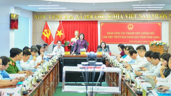 Thống đốc Nguyễn Thị Hồng cùng Đoàn công tác Thành viên Chính phủ làm việc tại tỉnh Vĩnh Long